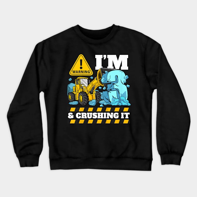 Kids Construction Truck 3rd Birthday Shirt Boy 3 Bulldozer Digger Crewneck Sweatshirt by LaurieAndrew